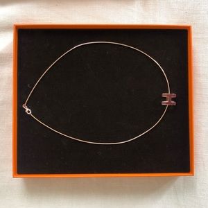 Hermès H pop rose gold+purple pendent NEW